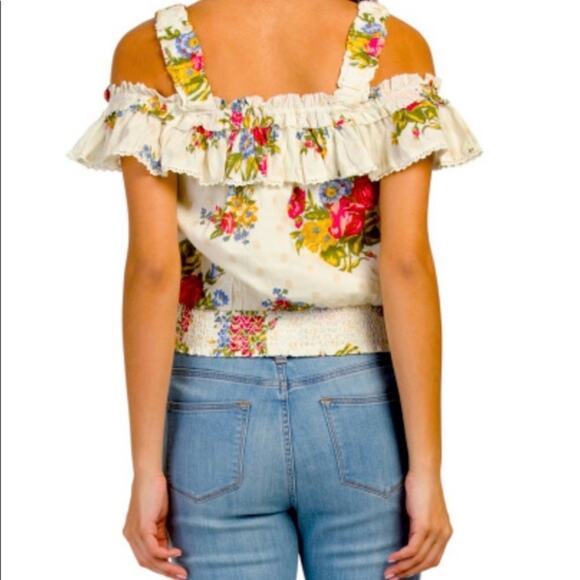 NWT House Of Harlow 1960 Smocked Ruffle Sleeveless Blouse Martine Blue Small - Picture 10 of 11